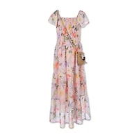 Speechless Big Kid Girls Short Sleeve Flutter Sleeve Floral Maxi Dress