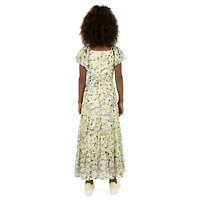 Speechless Big Kid Girls Short Sleeve Flutter Sleeve Floral Maxi Dress