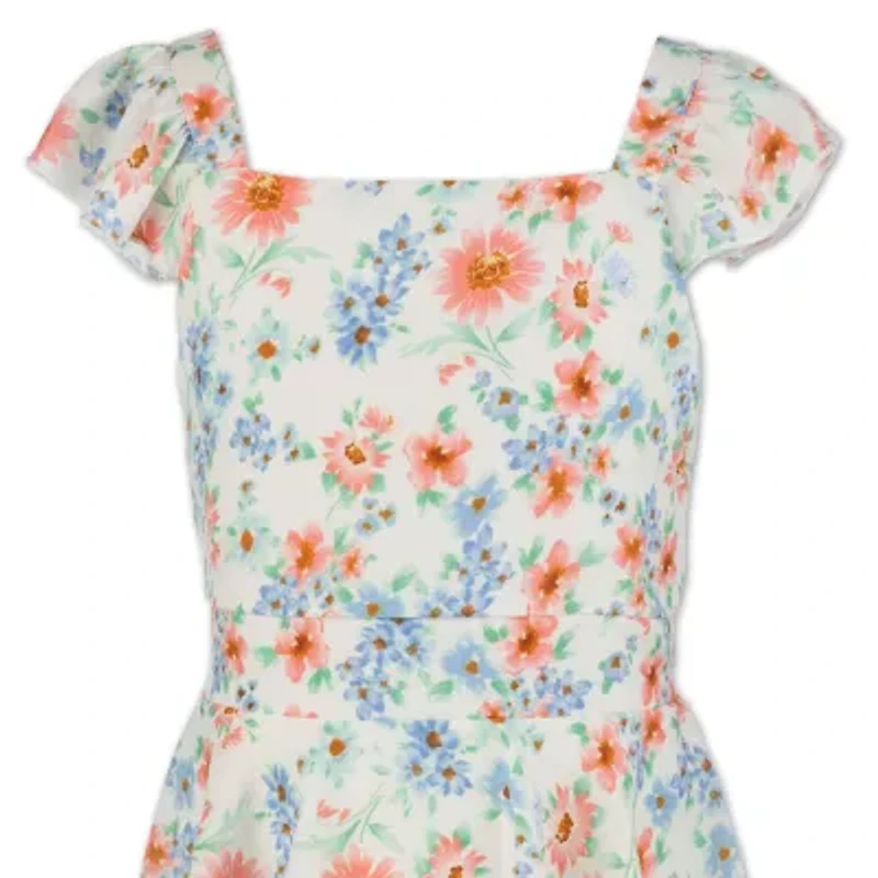 Speechless Big Kid Girls Short Sleeve Cap Floral Maxi Dress