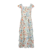 Speechless Big Kid Girls Short Sleeve Cap Floral Maxi Dress
