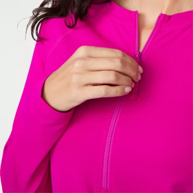 Free Country Womens Crew Neck Long Sleeve Active Quarter-Zip Pullover