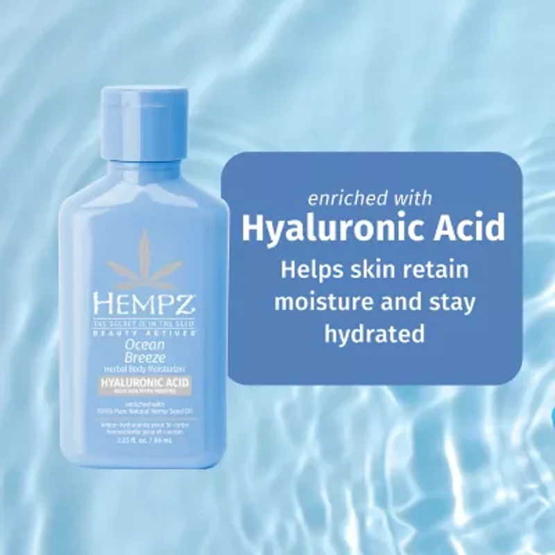 Hempz Mini Ocean Breeze Herbal Body Moisturizer With Hyaluronic Acid 2.25 Oz.