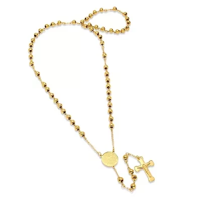 Steeltime Lord'S Prayer Medallion Mens Hypoallergenic 27 Inch Rosary Necklace