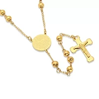 Steeltime Lord'S Prayer Medallion Mens Hypoallergenic 27 Inch Rosary Necklace