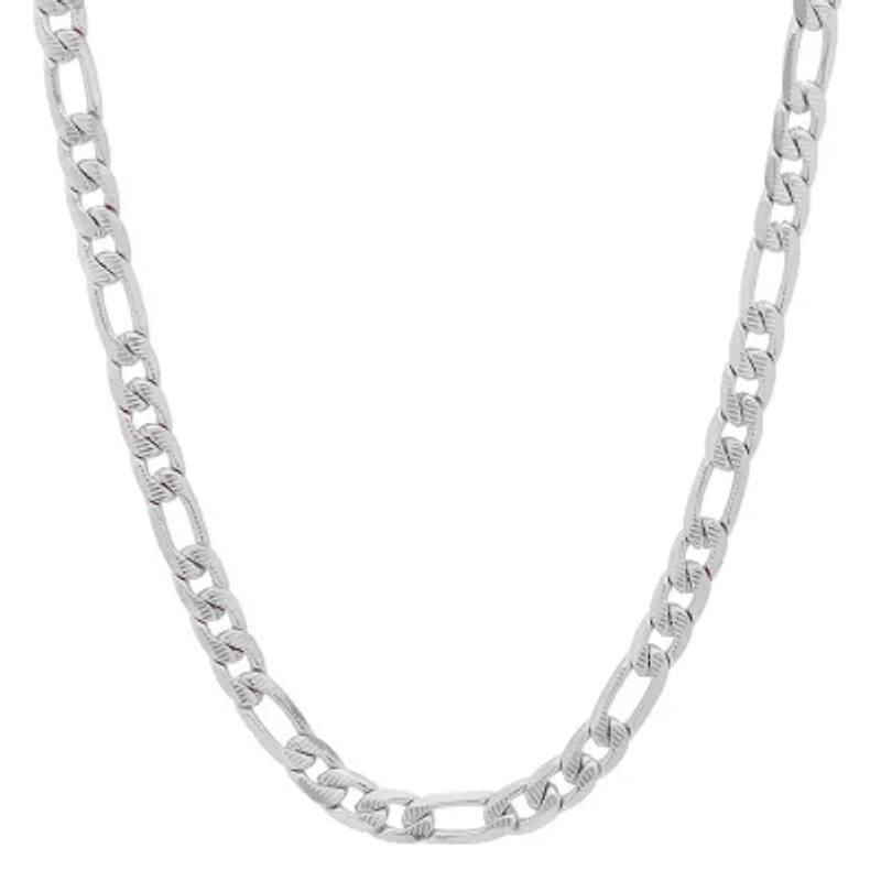 Steeltime Mens Stainless Steel Hypoallergenic 24 Inch Figaro Chain Necklace