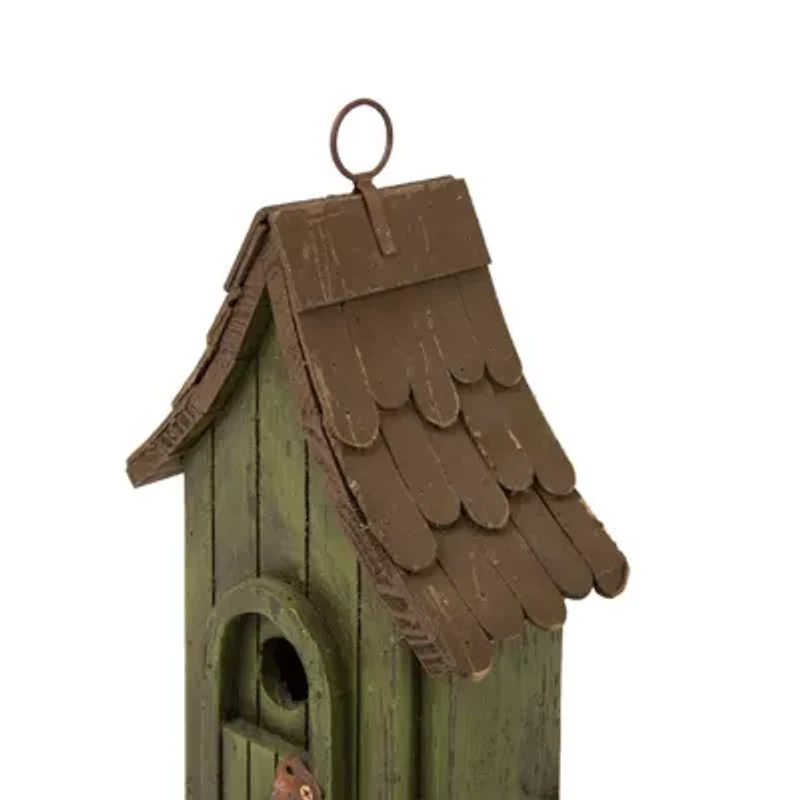 Glitzhome 11.75in Distressed Wooden Bird House