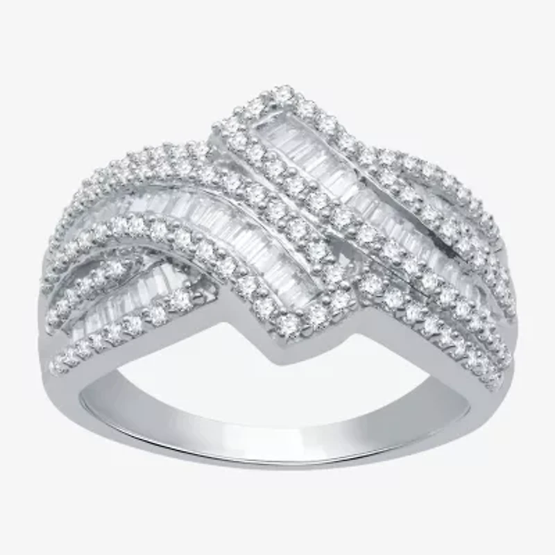 (H-I / I1) Womens 1 CT. T.W. Lab Grown Diamond 10K White Gold Bypass  Band