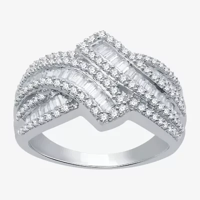 (H-I / I1) Womens 1 CT. T.W. Lab Grown Diamond 10K White Gold Bypass  Band