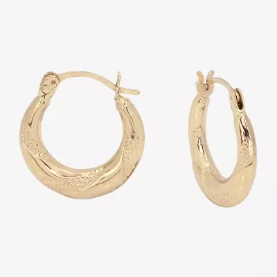 Womens 14K Gold 15mm Round Hoop Earrings