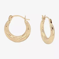 Womens 14K Gold 15mm Round Hoop Earrings