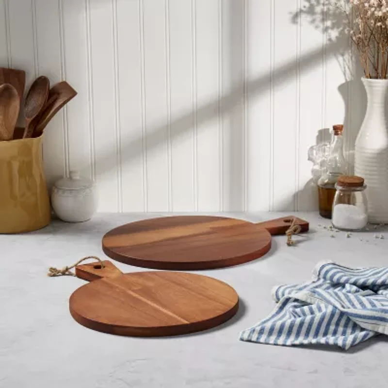 Denmark 2pc Acacia Round Pallete Wood Cheese Board