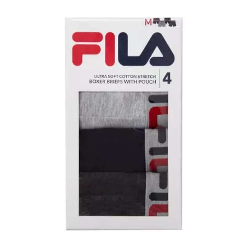 FILA Ultra Soft Stretch No Fly Mens 4 Pack Boxer Briefs Fm412bxcs15-410