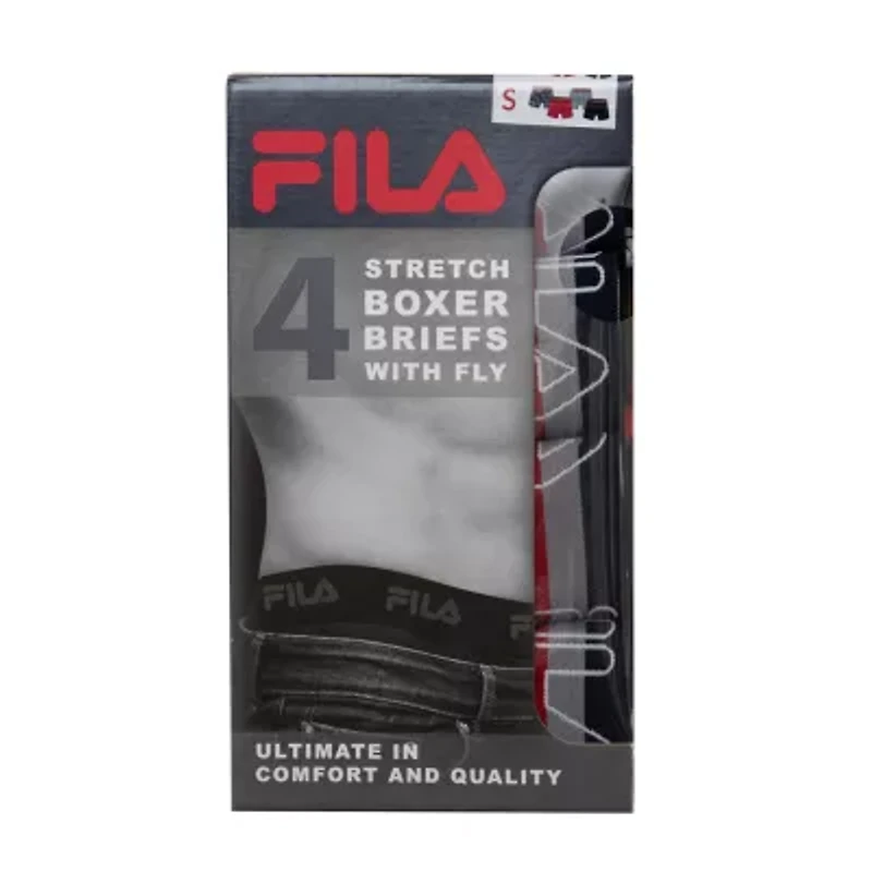 FILA Ultra Soft Stretch Mens 4 Pack Boxer Briefs Fm312bxcs28-001