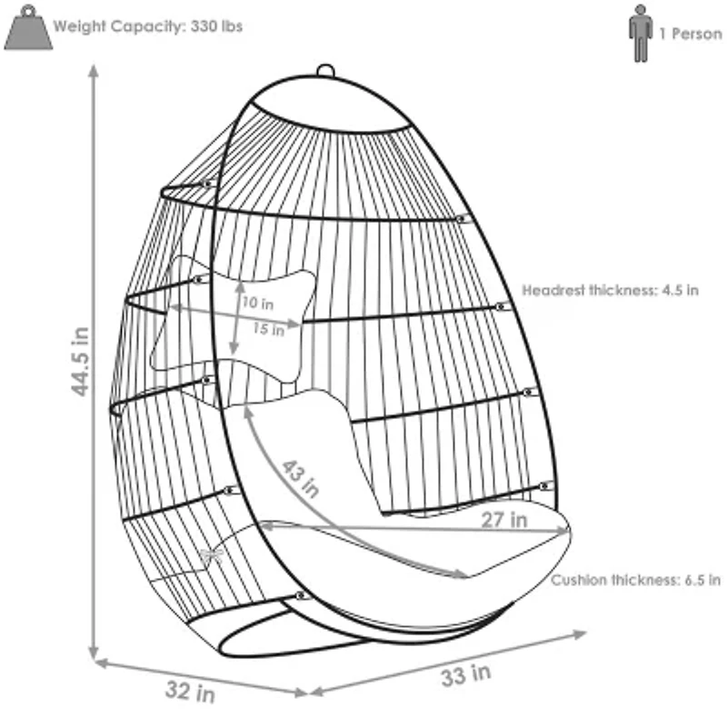 Julia Hanging Egg Chair with Cushions
