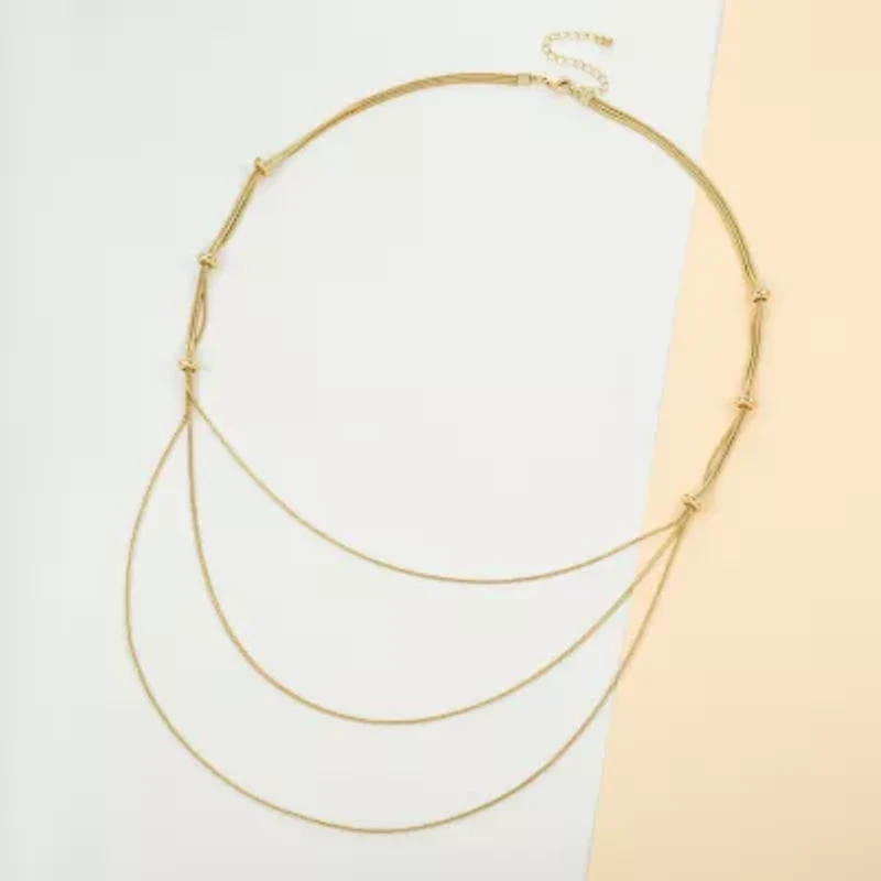 Bold Elements Gold Tone Womens 36 Inch Chain Necklace