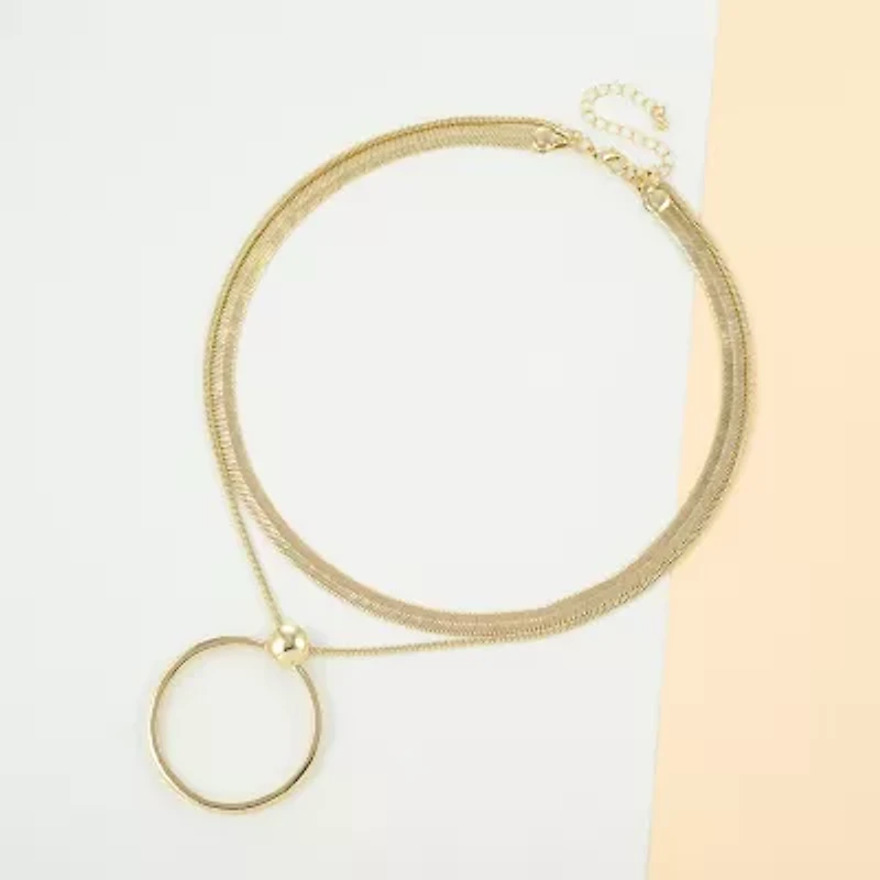 Bold Elements Gold Tone Womens 18 Inch Pendant Necklace