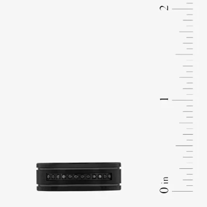 Mens 8MM 1/10 CT. T.W. Black Diamond Tungsten Wedding Band