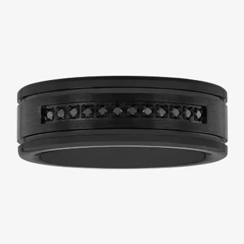 Mens 8MM 1/10 CT. T.W. Black Diamond Tungsten Wedding Band