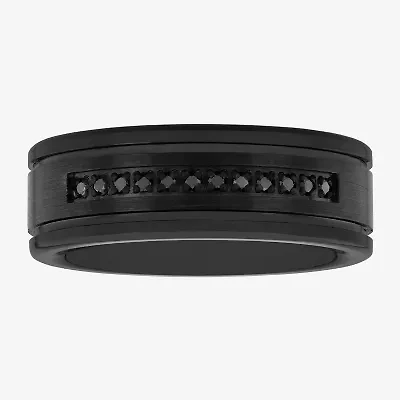 Mens 8MM 1/10 CT. T.W. Black Diamond Tungsten Wedding Band