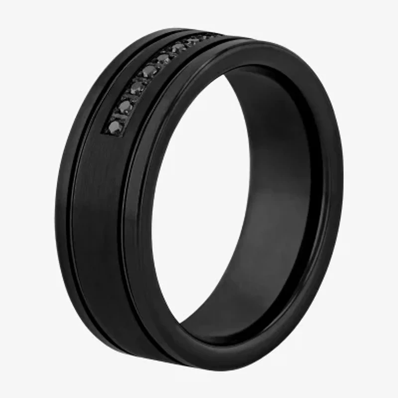 Mens 8MM 1/10 CT. T.W. Black Diamond Tungsten Wedding Band