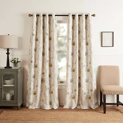 Martha Stewart Westchester Print Grommet Top Blackout Single Curtain Panel