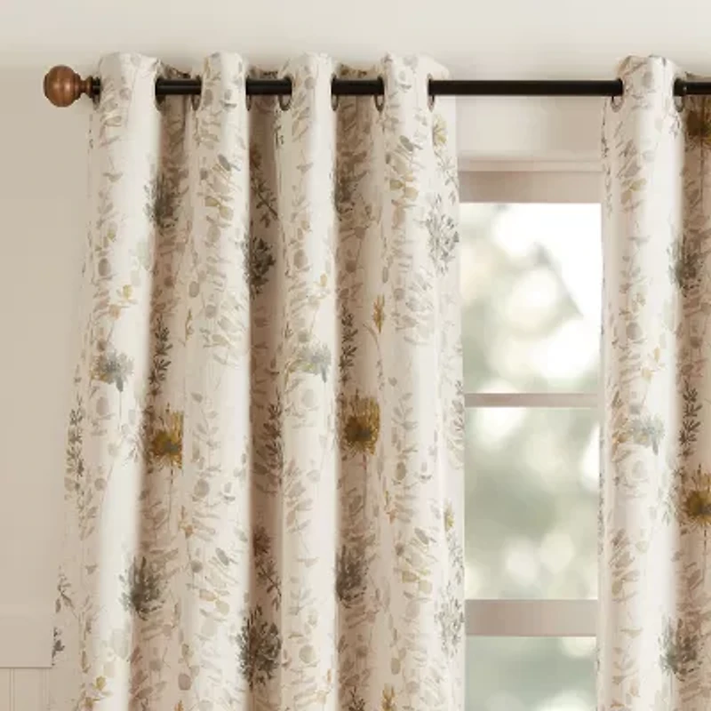 Martha Stewart Westchester Print Grommet Top Blackout Single Curtain Panel