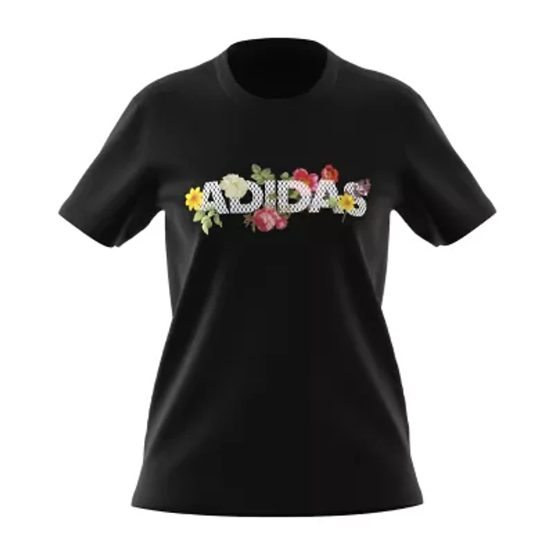 adidas Womens Crew Neck Short Sleeve Regular Fit Graphic T-Shirt