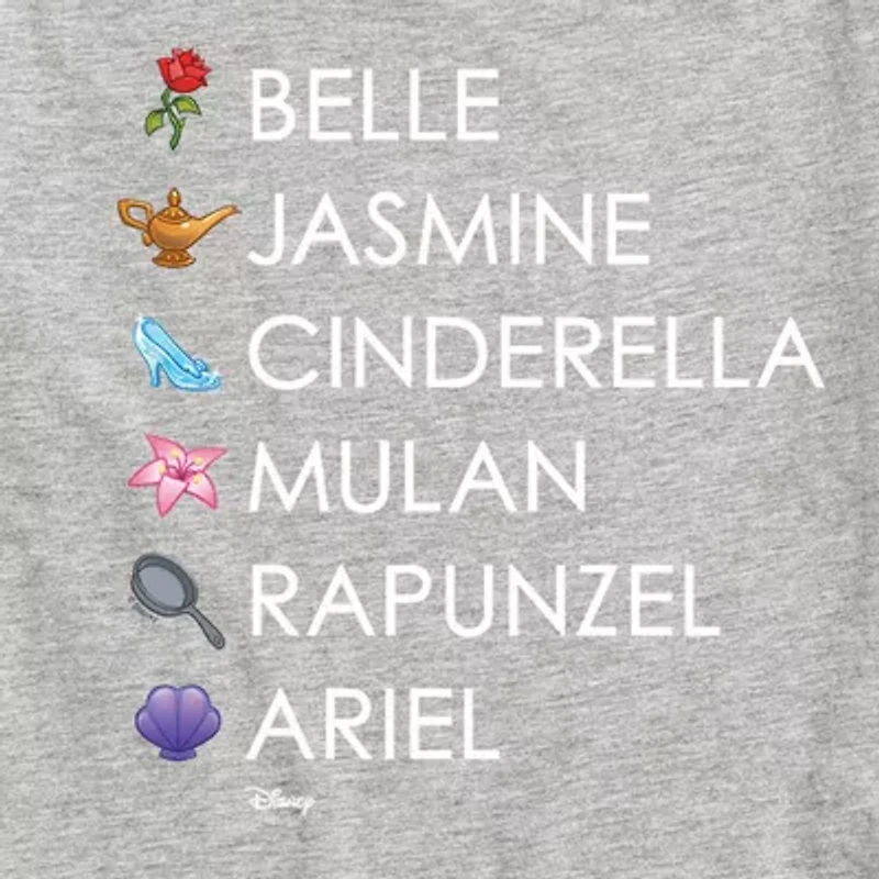 Disney Collection Little & Big Kid Girls Crew Neck Short Sleeve Regular Fit Princess Graphic T-Shirt