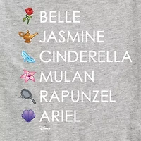 Disney Collection Little & Big Kid Girls Crew Neck Short Sleeve Regular Fit Princess Graphic T-Shirt