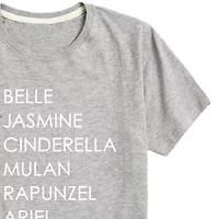 Disney Collection Little & Big Kid Girls Crew Neck Short Sleeve Regular Fit Princess Graphic T-Shirt