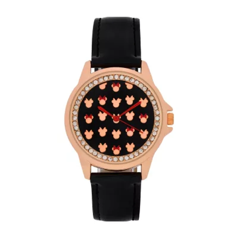 Disney Minnie Mouse Womens Black Strap Watch Mn1618jc