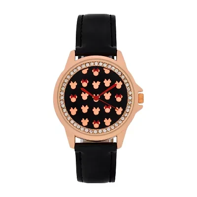 Disney Minnie Mouse Womens Black Strap Watch Mn1618jc