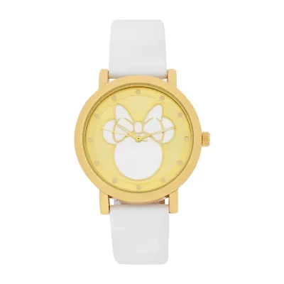 Disney Minnie Mouse Womens White Strap Watch Mn1621jc