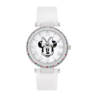 Disney Minnie Mouse Womens White Strap Watch Mn1707jc