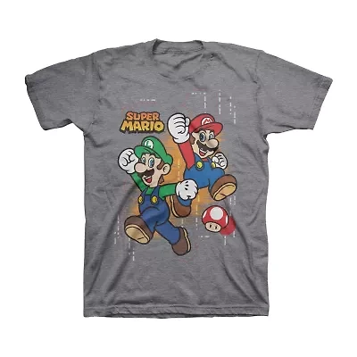 Little & Big Kid Boys Crew Neck Short Sleeve Regular Fit Super Mario Graphic T-Shirt