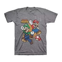 Little & Big Kid Boys Crew Neck Short Sleeve Regular Fit Super Mario Graphic T-Shirt