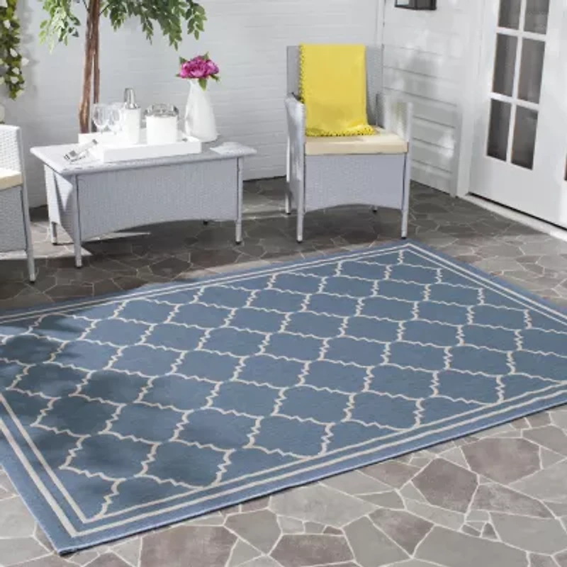 Safavieh Courtyard Collection Skin Geometric Indoor/Outdoor Square Area Rug