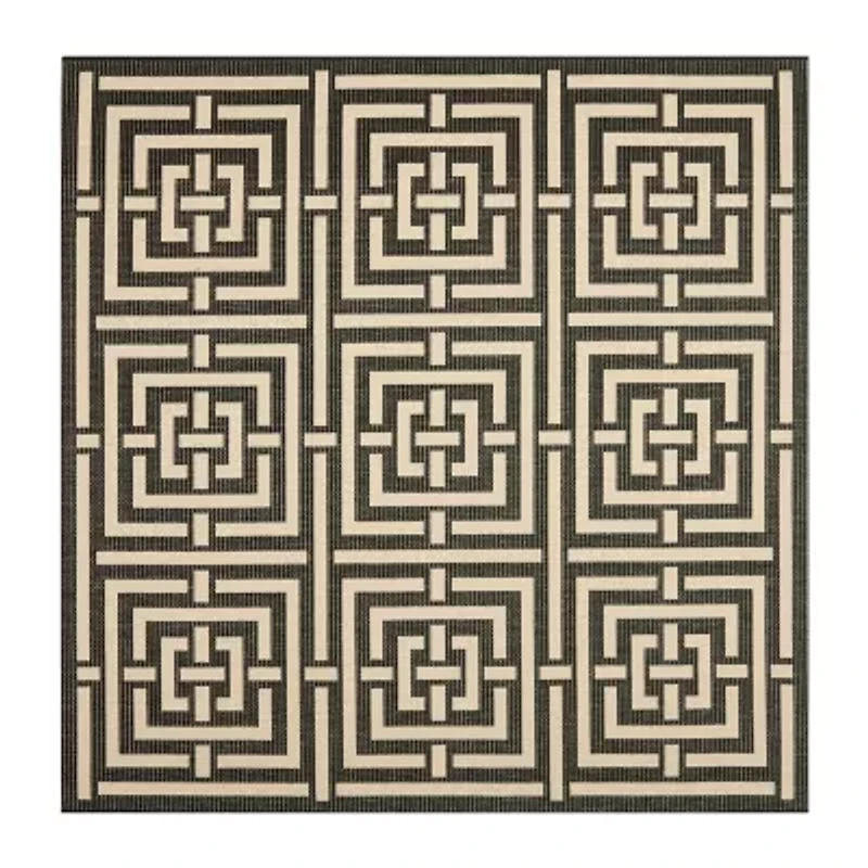 Safavieh Courtyard Collection Varvara Geometric Indoor/Outdoor Square Area Rug