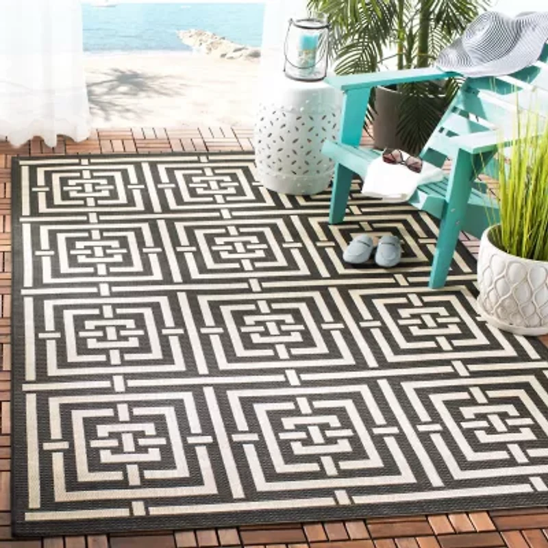 Safavieh Courtyard Collection Varvara Geometric Indoor/Outdoor Square Area Rug