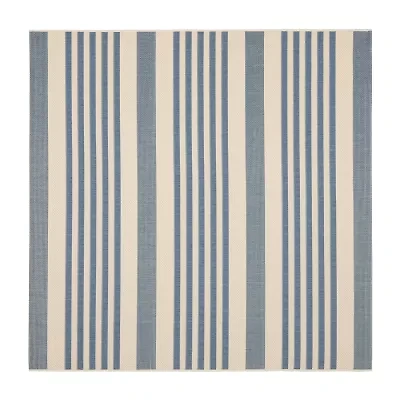 Safavieh Courtyard Collection Santos Stripe Indoor/Outdoor Square Area Rug