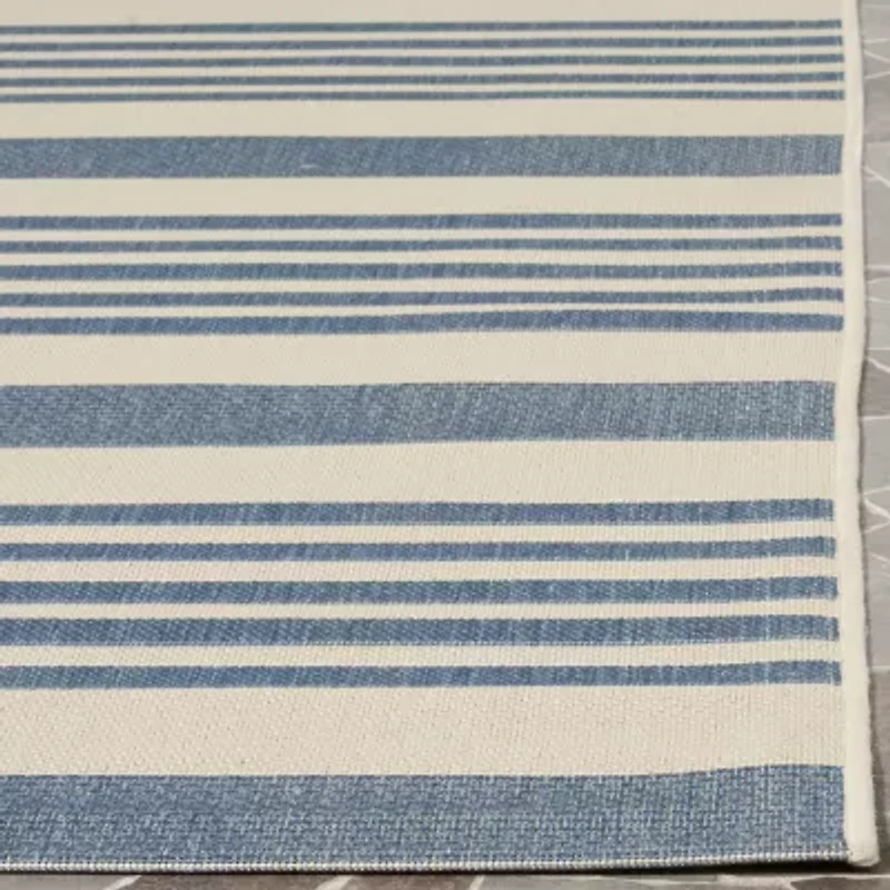 Safavieh Courtyard Collection Santos Stripe Indoor/Outdoor Square Area Rug