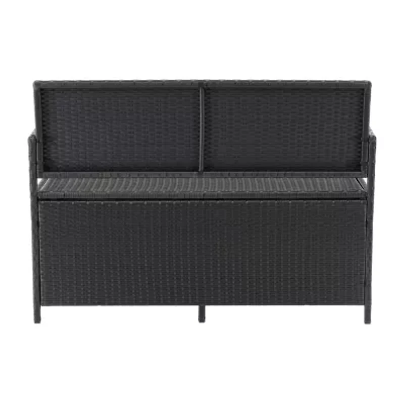 Parksville Resin Wicker Storage Patio Bench
