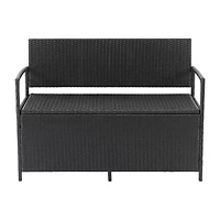 Parksville Resin Wicker Storage Patio Bench