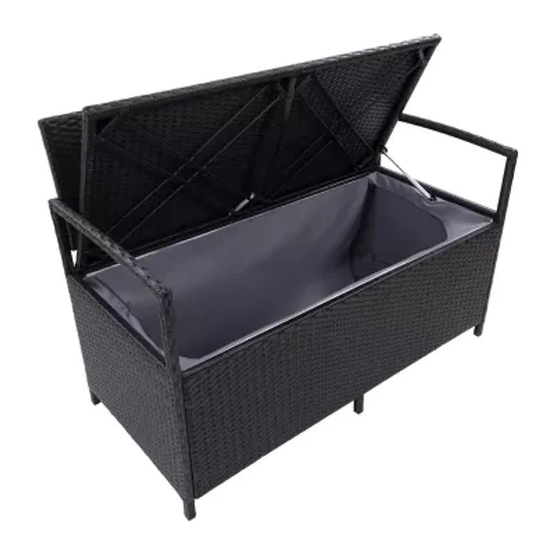 Parksville Resin Wicker Storage Patio Bench
