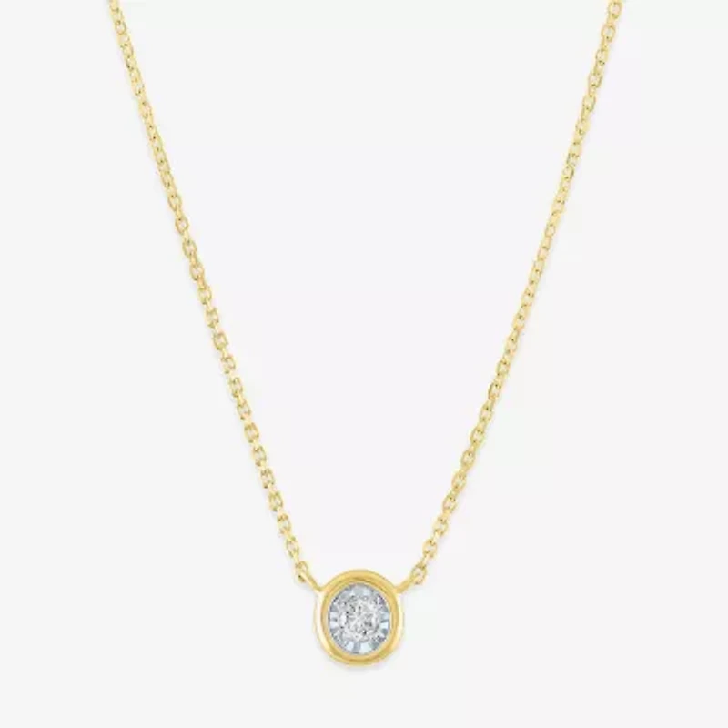 (G-H / Si2-I1) Womens Diamond Accent Lab Grown White Diamond 10K Gold 18 Inch Pendant Necklace