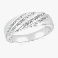 6.7mm Unisex Adult 1/2 CT. T.W. Natural White Diamond 10K White Gold Round Side Stone Wedding Ring Set
