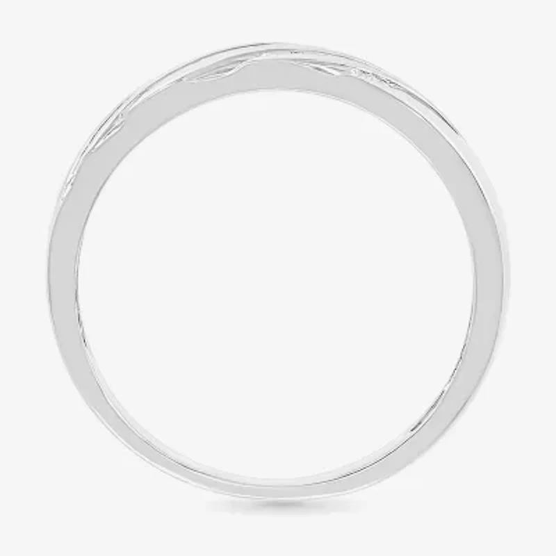 6.7mm Unisex Adult 1/2 CT. T.W. Natural White Diamond 10K White Gold Round Side Stone Wedding Ring Set