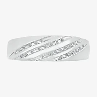 6.7mm Unisex Adult 1/2 CT. T.W. Natural White Diamond 10K White Gold Round Side Stone Wedding Ring Set