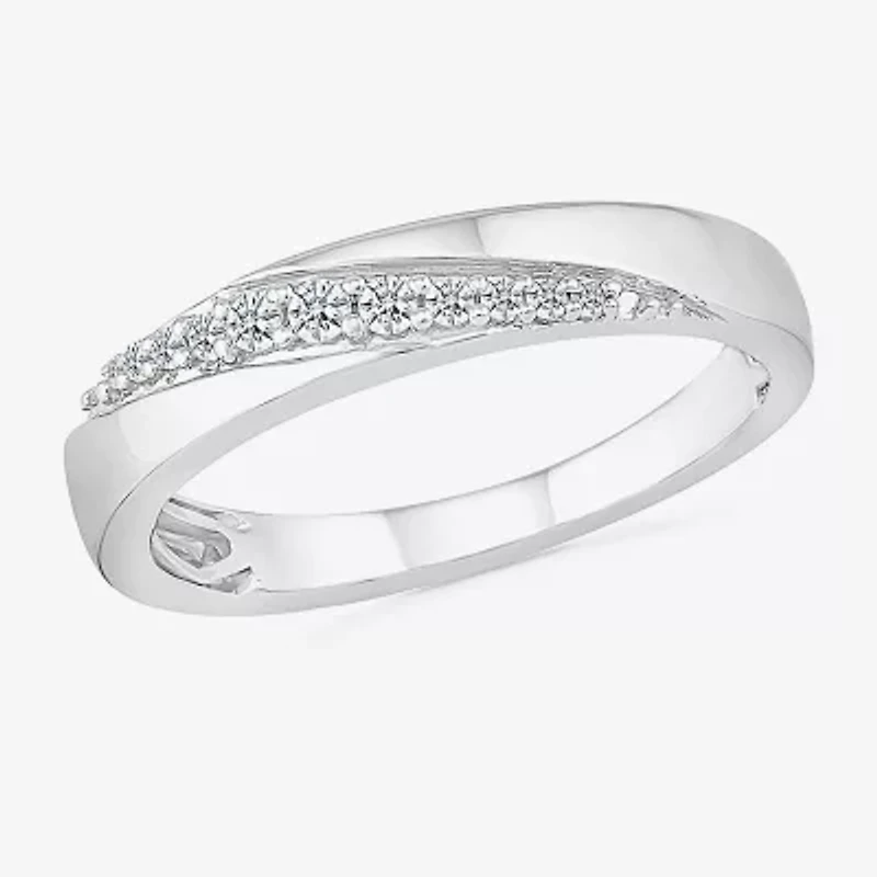5.20mm Unisex Adult 1/3 CT. T.W. Natural White Diamond 10K White Gold Round Side Stone Wedding Ring Set