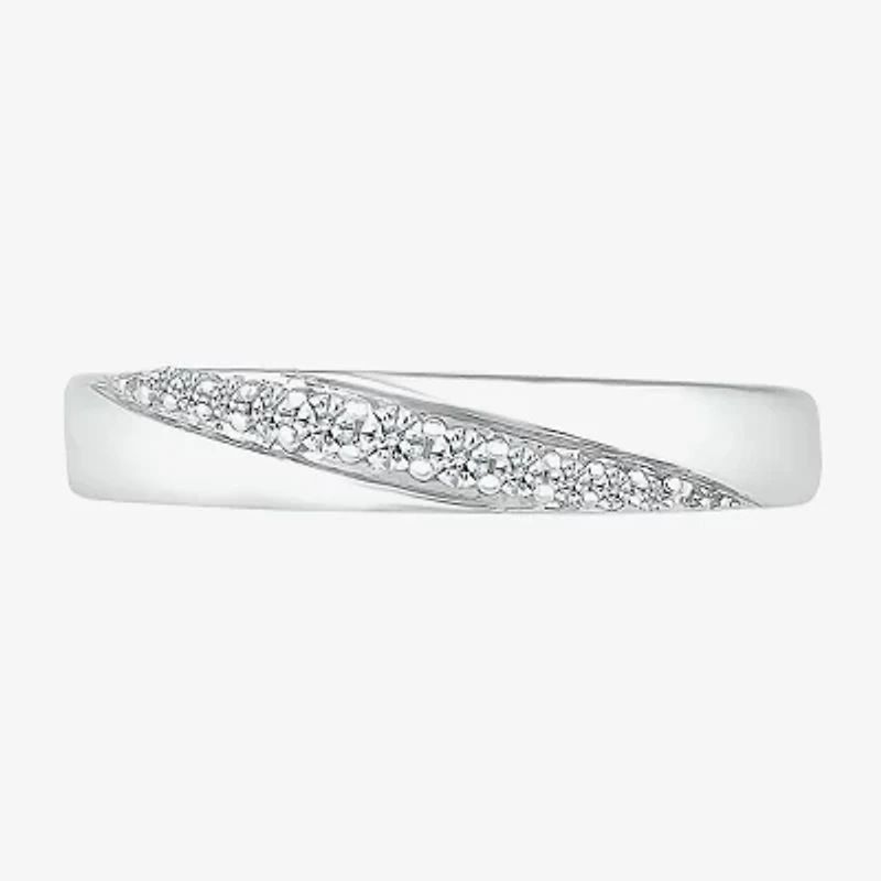 5.20mm Unisex Adult 1/3 CT. T.W. Natural White Diamond 10K White Gold Round Side Stone Wedding Ring Set